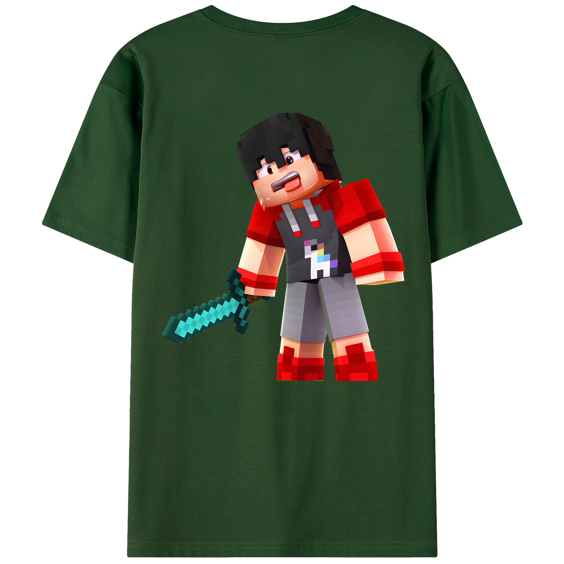 （画像用） マインクラフト ブロックの世界 Minecraft MC Block world 綿100％半袖Tシャツ（背面プリント）